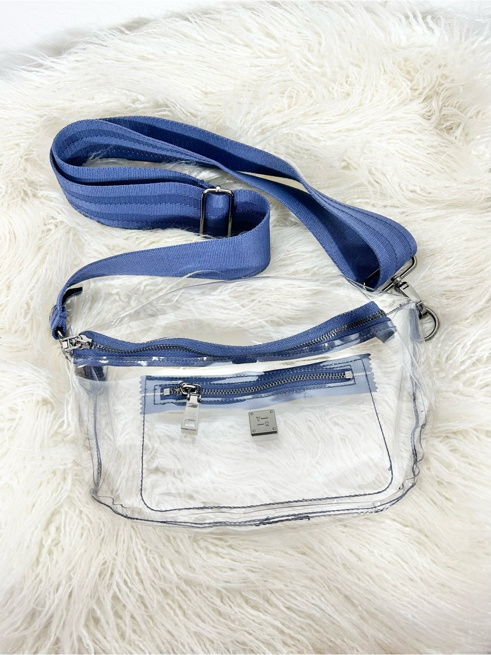 Think Royln Clear Stadium Crossbody Navy Blue Belt Bag